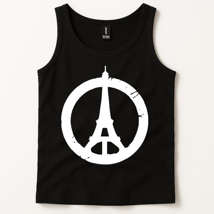 Support Paris Peace Sign Eiffel Tower Tank Top