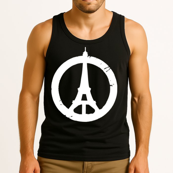 Support Paris Peace Sign Eiffel Tower Tank Top