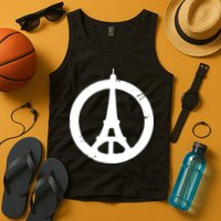 Support Paris Peace Sign Eiffel Tower Tank Top