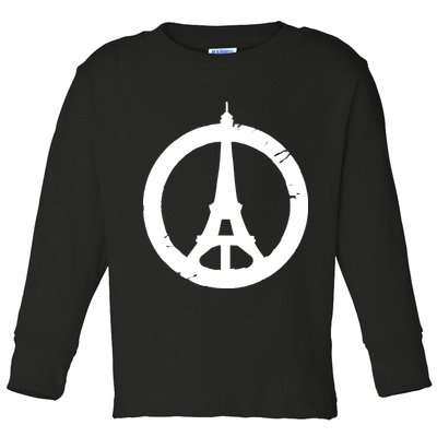 Support Paris Peace Sign Eiffel Tower Toddler Long Sleeve Shirt