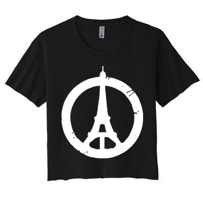 Support Paris Peace Sign Eiffel Tower Crop Top