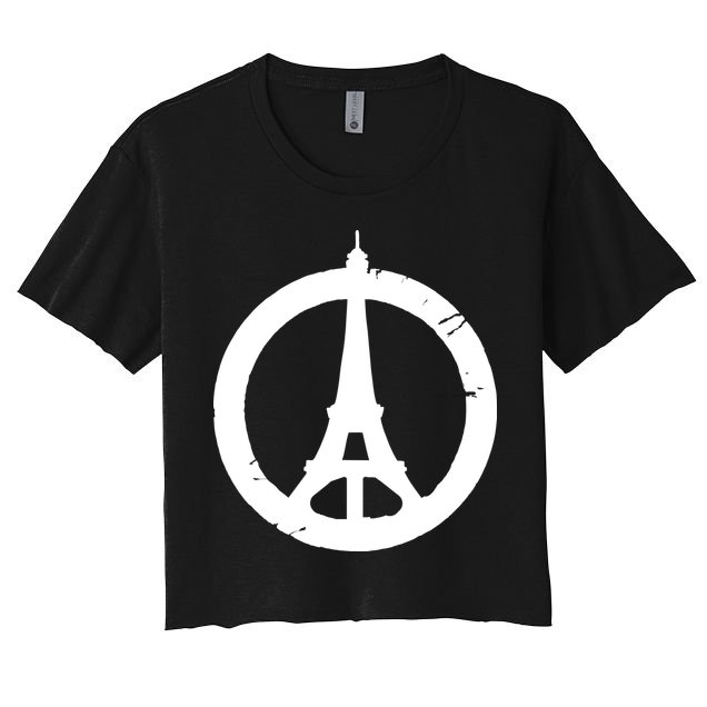 Support Paris Peace Sign Eiffel Tower Crop Top