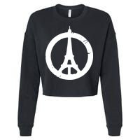 Support Paris Peace Sign Eiffel Tower Cropped Pullover Crew