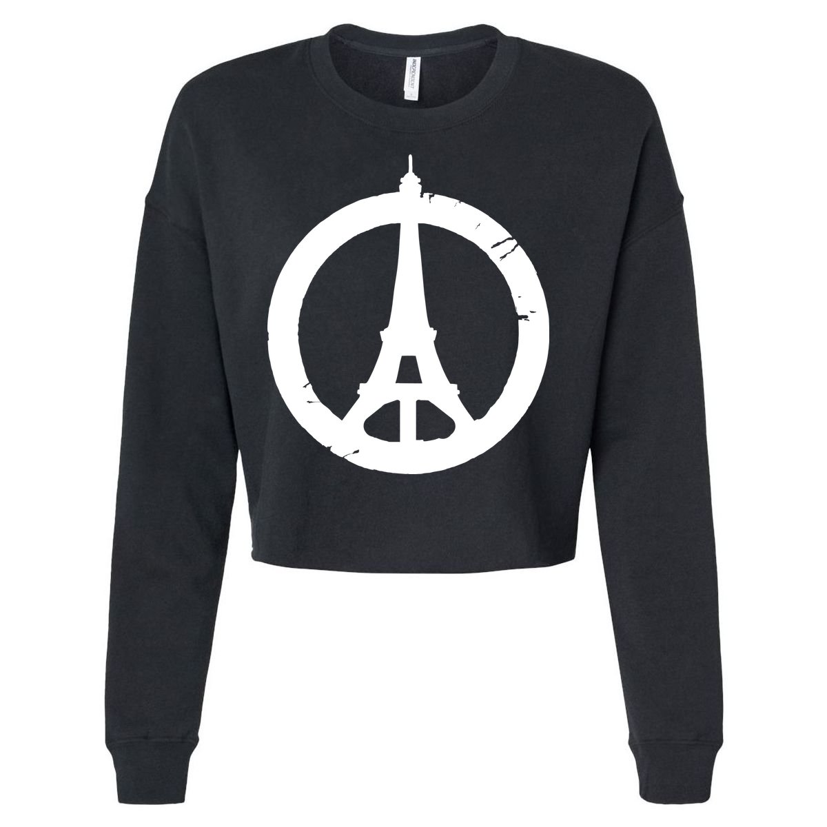 Support Paris Peace Sign Eiffel Tower Cropped Pullover Crew