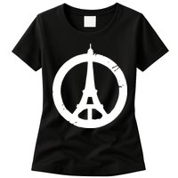 Support Paris Peace Sign Eiffel Tower Womens T-Shirt