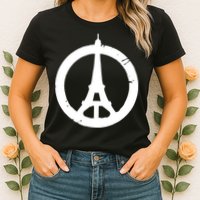 Support Paris Peace Sign Eiffel Tower Womens T-Shirt