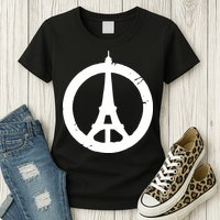 Support Paris Peace Sign Eiffel Tower Womens T-Shirt