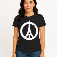 Support Paris Peace Sign Eiffel Tower Womens T-Shirt