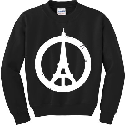 Support Paris Peace Sign Eiffel Tower Kids Sweatshirt