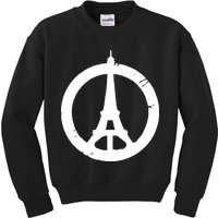 Support Paris Peace Sign Eiffel Tower Kids Sweatshirt