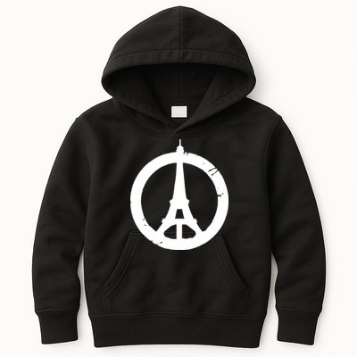 Support Paris Peace Sign Eiffel Tower Kids Hoodie