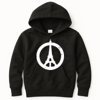 Support Paris Peace Sign Eiffel Tower Kids Hoodie
