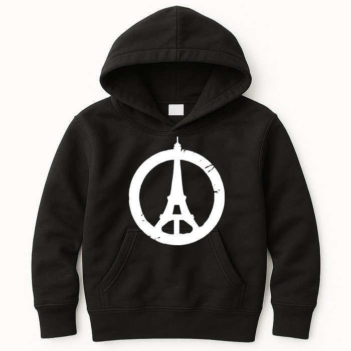 Support Paris Peace Sign Eiffel Tower Kids Hoodie