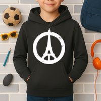 Support Paris Peace Sign Eiffel Tower Kids Hoodie