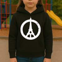 Support Paris Peace Sign Eiffel Tower Kids Hoodie