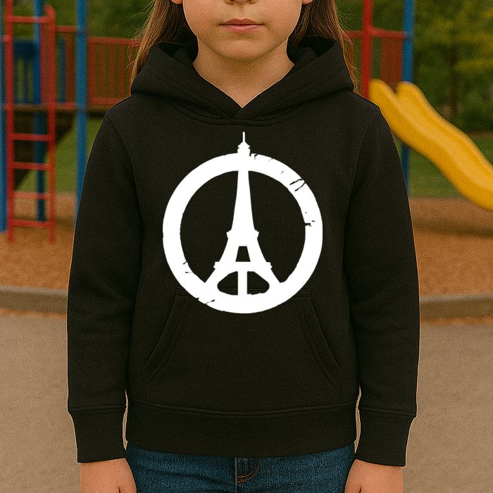 Support Paris Peace Sign Eiffel Tower Kids Hoodie