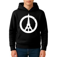 Support Paris Peace Sign Eiffel Tower Kids Hoodie