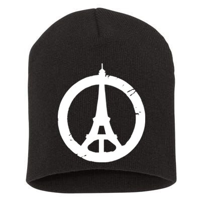 Support Paris Peace Sign Eiffel Tower Short Acrylic Beanie