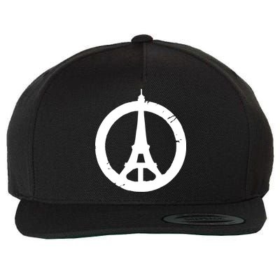 Support Paris Peace Sign Eiffel Tower Wool Snapback Cap
