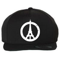 Support Paris Peace Sign Eiffel Tower Wool Snapback Cap
