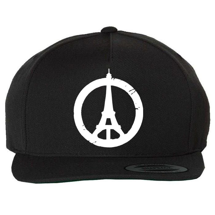 Support Paris Peace Sign Eiffel Tower Wool Snapback Cap