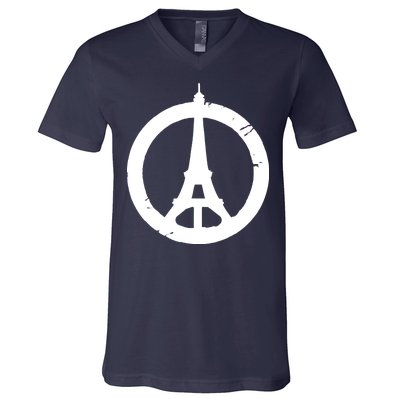 Support Paris Peace Sign Eiffel Tower V-Neck T-Shirt