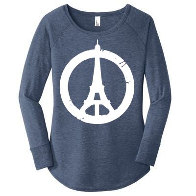 Support Paris Peace Sign Eiffel Tower Women's Perfect Tri Tunic Long Sleeve Shirt