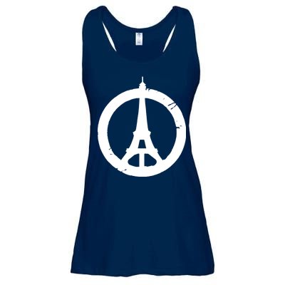 Support Paris Peace Sign Eiffel Tower Ladies Essential Flowy Tank