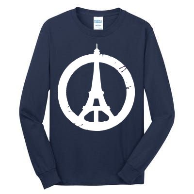 Support Paris Peace Sign Eiffel Tower Tall Long Sleeve T-Shirt