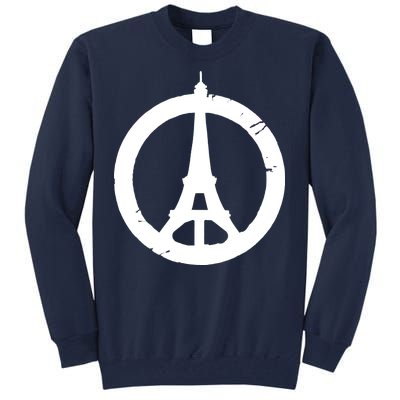 Support Paris Peace Sign Eiffel Tower Tall Sweatshirt