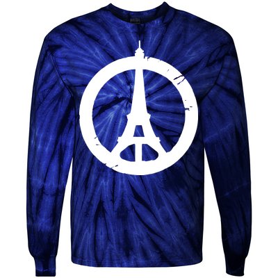 Support Paris Peace Sign Eiffel Tower Tie-Dye Long Sleeve Shirt