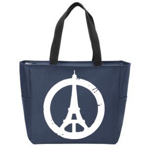 Support Paris Peace Sign Eiffel Tower Zip Tote Bag