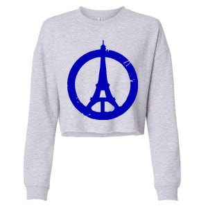 Support Paris Peace Sign Eiffel Tower Cropped Pullover Crew