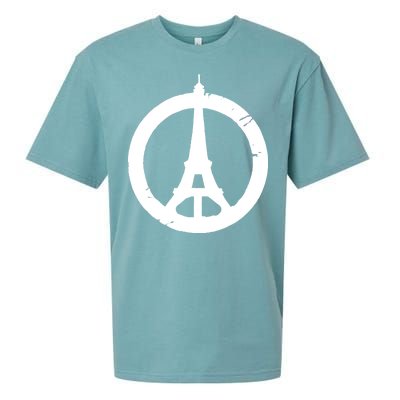 Support Paris Peace Sign Eiffel Tower Sueded Cloud Jersey T-Shirt