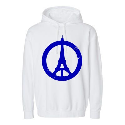 Support Paris Peace Sign Eiffel Tower Garment-Dyed Fleece Hoodie