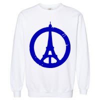 Support Paris Peace Sign Eiffel Tower Garment-Dyed Sweatshirt