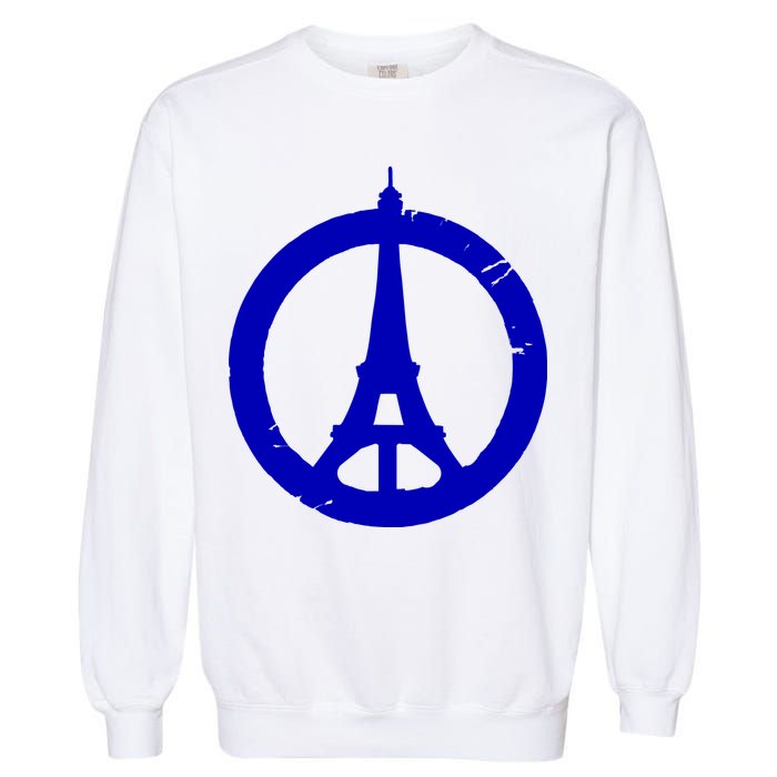Support Paris Peace Sign Eiffel Tower Garment-Dyed Sweatshirt