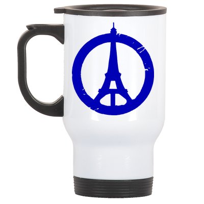 Support Paris Peace Sign Eiffel Tower Stainless Steel Travel Mug