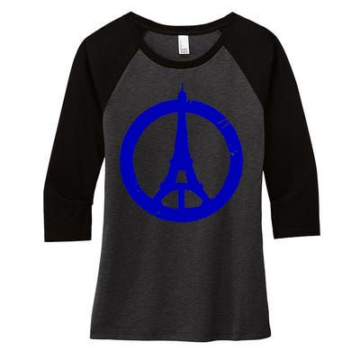 Support Paris Peace Sign Eiffel Tower Women's Tri-Blend 3/4-Sleeve Raglan Shirt