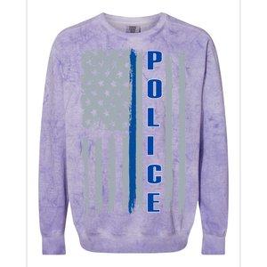 Support Police Blue Flag Colorblast Crewneck Sweatshirt