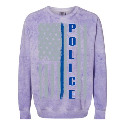 Support Police Blue Flag Colorblast Crewneck Sweatshirt