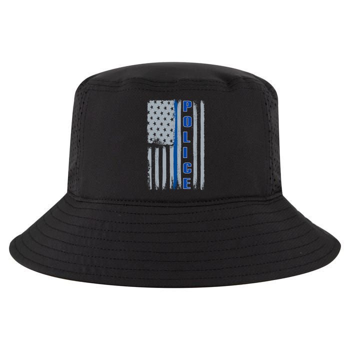 Support Police Blue Flag Cool Comfort Performance Bucket Hat