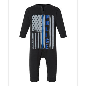 Support Police Blue Flag Infant Fleece One Piece