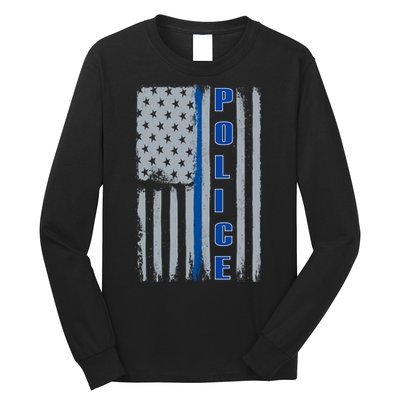 Support Police Blue Flag Long Sleeve Shirt