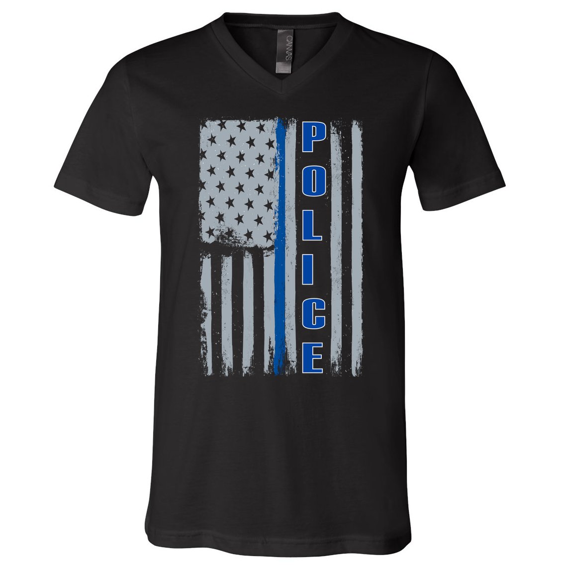 Support Police Blue Flag V-Neck T-Shirt