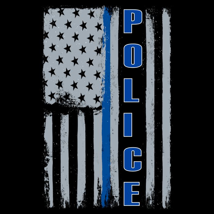 Support Police Blue Flag Drawstring Bag