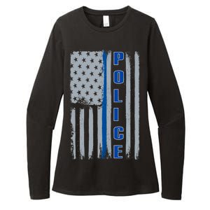 Support Police Blue Flag Womens CVC Long Sleeve Shirt