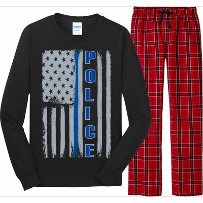 Support Police Blue Flag Long Sleeve Pajama Set