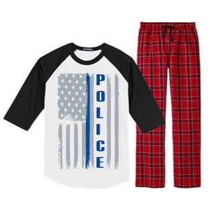 Support Police Blue Flag Raglan Sleeve Pajama Set