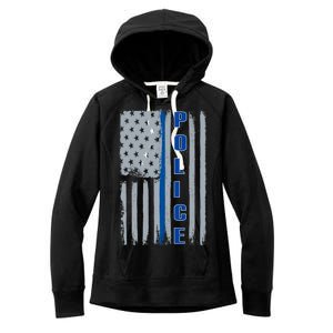 Support Police Blue Flag Women's Fleece Hoodie